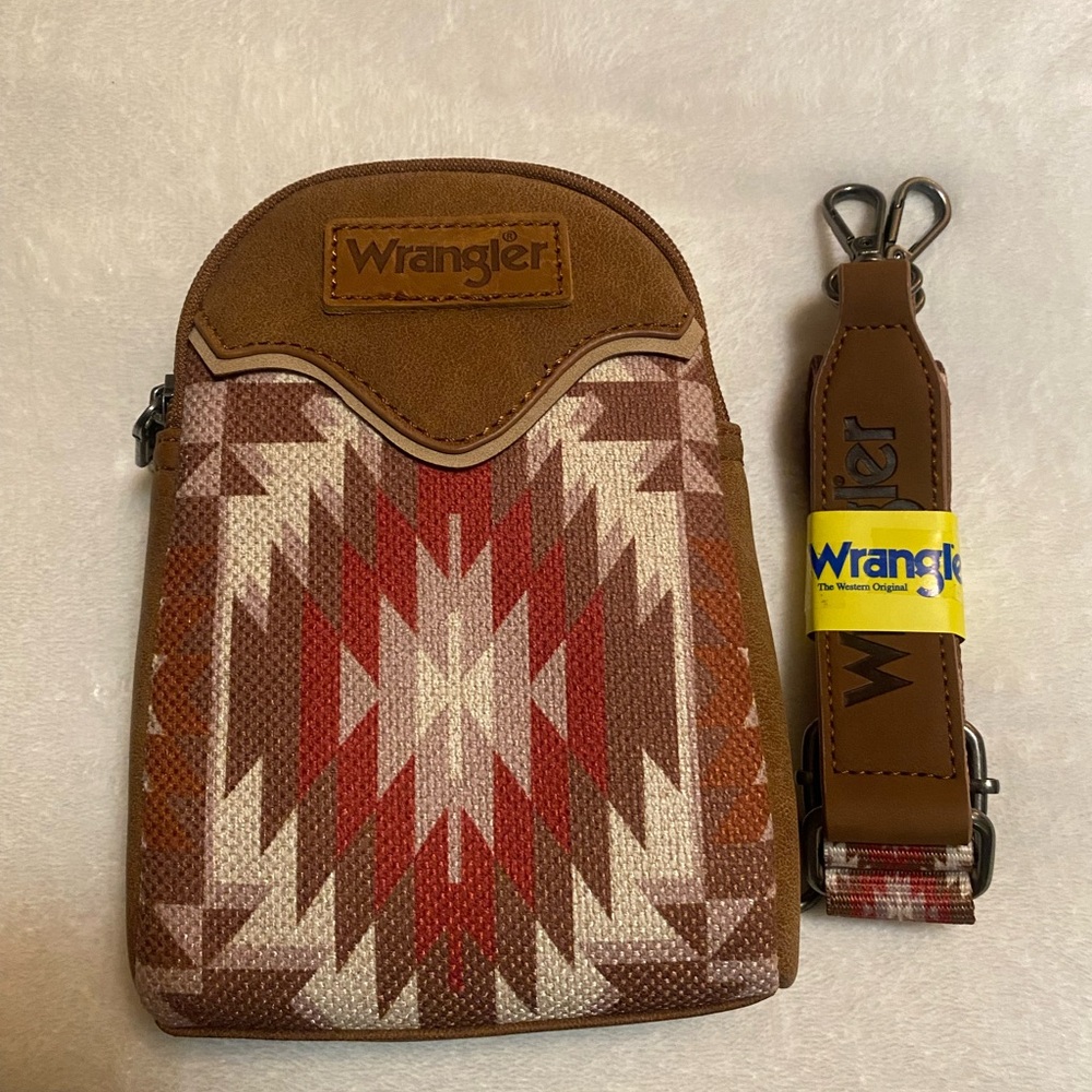 Wrangler Geometric Brown and Red Crossbody bag